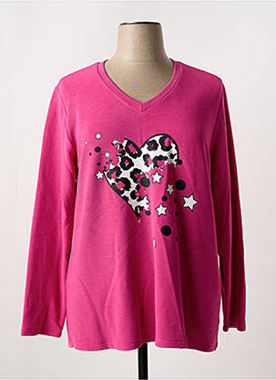 Sweat-shirt maille semi-opaque manches longues rose NO SECRET femme