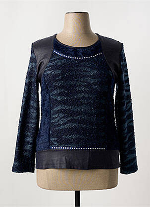 Top stretch manches longues bleu FRANCE RIVOIRE femme