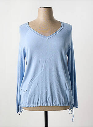 Pull col v manches longues bleu ELENA MIRO femme