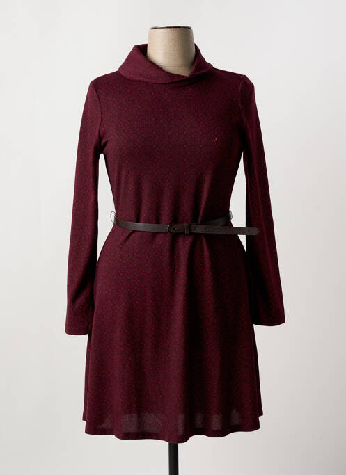 Robe mi-longue imprimé fantaisie manches longues rouge SURKANA femme