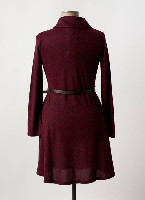 Robe mi-longue imprimé fantaisie manches longues rouge SURKANA femme