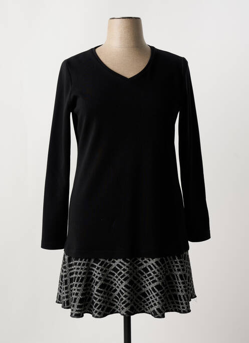 Robe mi-longue manches longues manches longues noir ANDAMIO femme