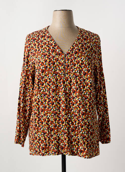Blouse imprimé fantaisie manches longues orange FRANCE RIVOIRE femme