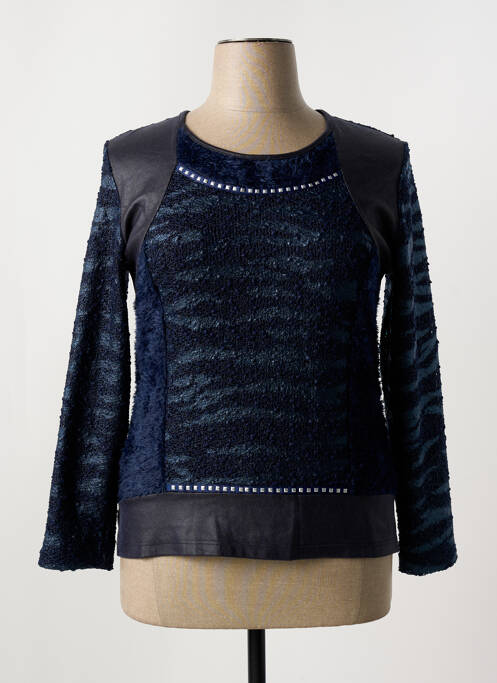 Top stretch manches longues bleu FRANCE RIVOIRE femme