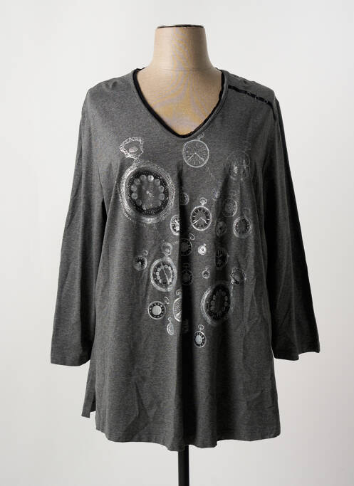 T-shirt gris SEMPRE PIU BY CHALOU pour femme