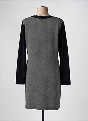 Robe mi-longue imprimé fantaisie manches longues noir ANDAMIO femme