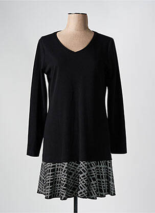 Robe courte manches longues manches longues noir ANDAMIO femme
