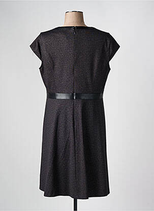 Robe mi-longue fermeture zippée au dos manches courtes noir DIVAS femme