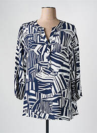 Blouse imprimé fantaisie manches 3/4 bleu FRANK WALDER femme