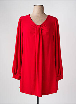 Tunique manches longues col v rouge YOEK femme