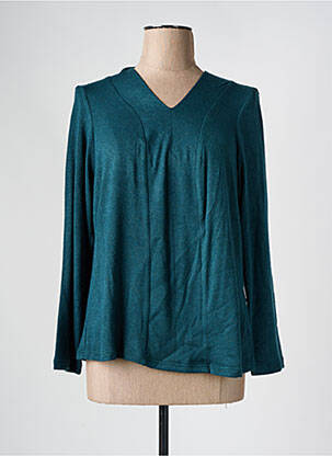 Pull coupe droite manches longues vert FRANCE RIVOIRE femme
