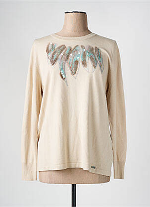 Pull coupe cintrée manches longues beige PURE BY LUCIA femme
