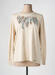 Pull coupe cintrée manches longues beige PURE BY LUCIA femme