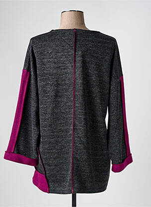 Pull tissage chiné manches longues gris FRANCK ANNA femme