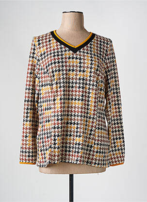 Pull col v manches longues jaune FRANCE RIVOIRE femme