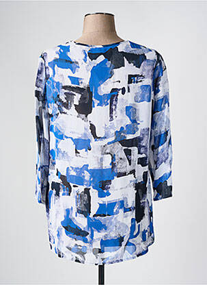 Tunique manches longues tissage crêpe bleu FRANK WALDER femme
