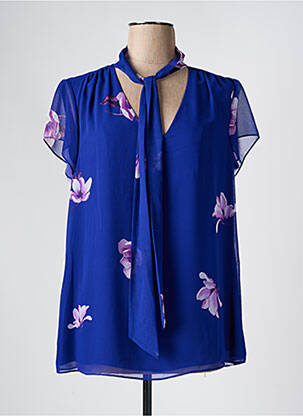 Blouse imprimé fleurs manches courtes bleu ELENA MIRO femme