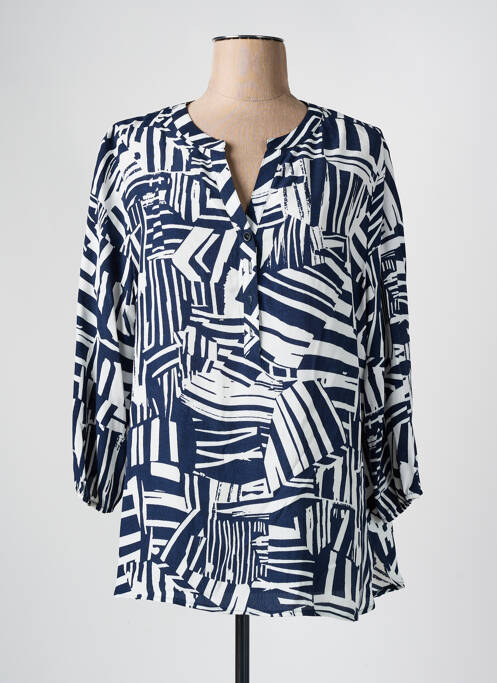 Blouse imprimé fantaisie manches 3/4 bleu FRANK WALDER femme