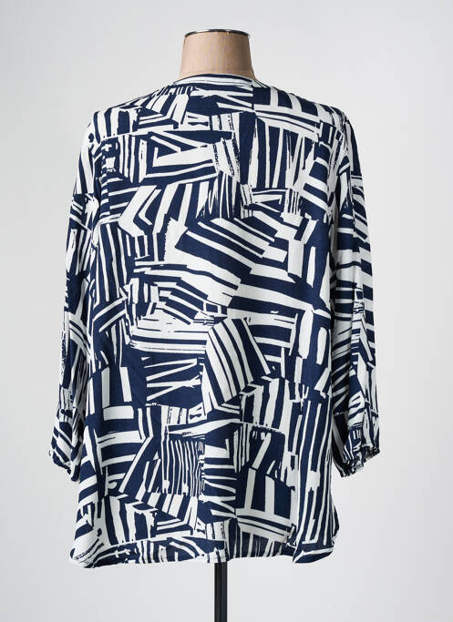 Blouse imprimé fantaisie manches 3/4 bleu FRANK WALDER femme