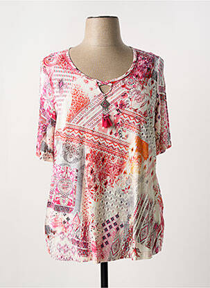 T-shirt imprimé fantaisie manches courtes rose CHALOU femme