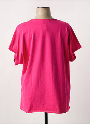 T-shirt sérigraphie avec strass manches courtes rose LEAH CURVE femme