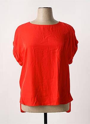 Blouse tissage popeline manches courtes orange ELENA MIRO femme