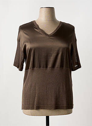 Pull coupe cintrée manches courtes vert TUZZI femme