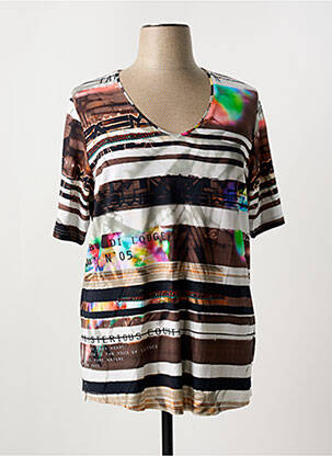 T-shirt col v manches courtes marron KJBRAND femme