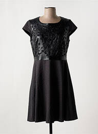 Robe mi-longue fermeture zippée au dos manches courtes noir DIVAS femme