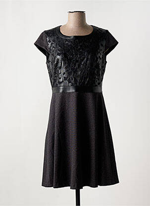 Robe mi-longue fermeture zippée au dos manches courtes noir DIVAS femme