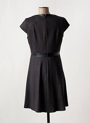 Robe mi-longue fermeture zippée au dos manches courtes noir DIVAS femme