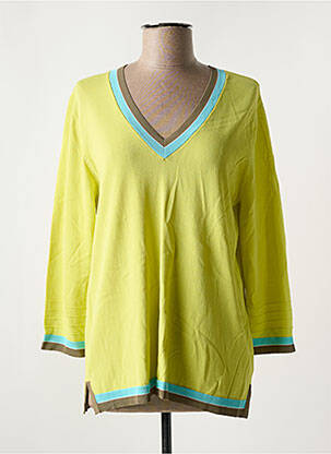 Pull coupe cintrée manches 3/4 vert SCORZZO femme