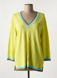 Pull coupe cintrée manches 3/4 vert SCORZZO femme