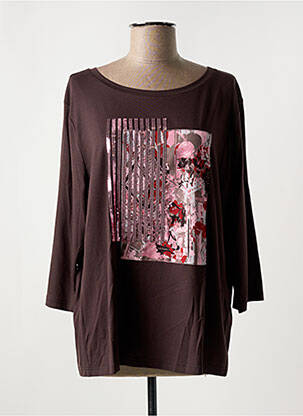 T-shirt manches 3/4 manches 3/4 marron FRANK WALDER femme