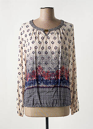 Blouse imprimé fantaisie manches longues beige FRANK WALDER femme