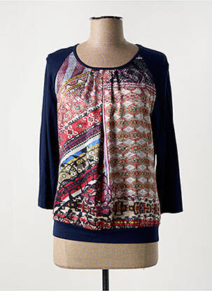 T-shirt manches 3/4 manches 3/4 bleu FRANK WALDER femme