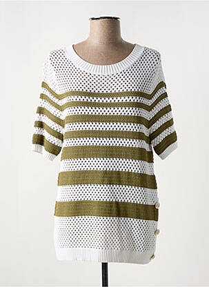 Pull maille ajourée manches courtes vert TUZZI femme