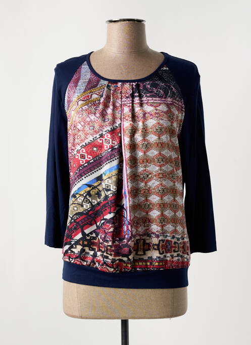 T-shirt imprimé fantaisie manches 3/4 bleu FRANK WALDER femme