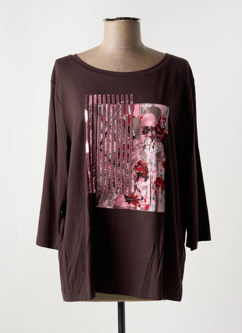 T-shirt marron FRANK WALDER pour femme