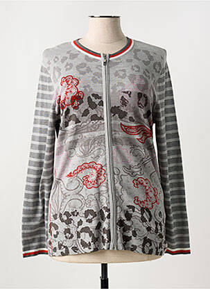 Gilet manches longues col rond gris FRANK WALDER femme