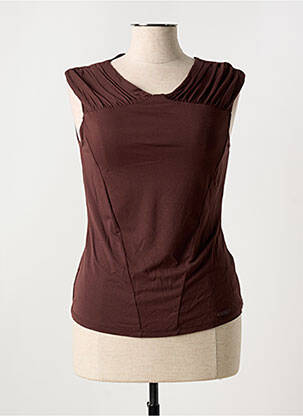 Débardeur stretch sans manche marron DIVAS femme