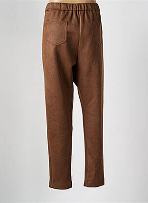 Pantalon chino fermeture zippée sous rabat boutonné taille haute marron FRANCK ANNA femme