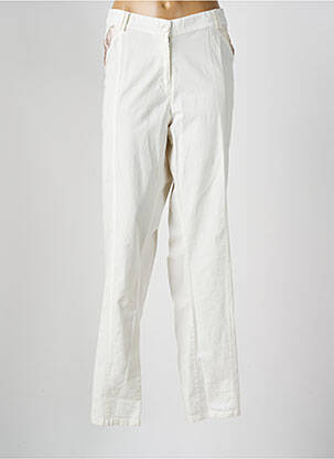 Pantalon droit tissage popeline taille normale beige FRED SABATIER femme