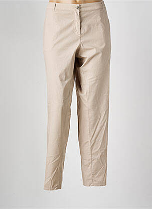 Pantalon droit tissage popeline taille normale marron ELENA MIRO femme