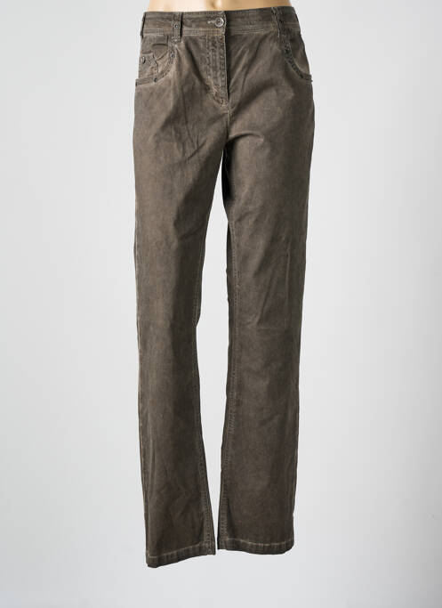 Pantalon droit stretch taille normale marron SABATIER femme