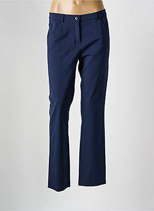 Pantalon droit fermeture zippée sous rabat boutonné bleu FRANK WALDER femme