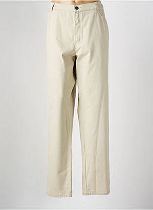 Pantalon droit fermeture zippée sous rabat boutonné beige SAINT HILAIRE femme