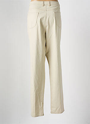 Pantalon droit fermeture zippée sous rabat boutonné beige SAINT HILAIRE femme