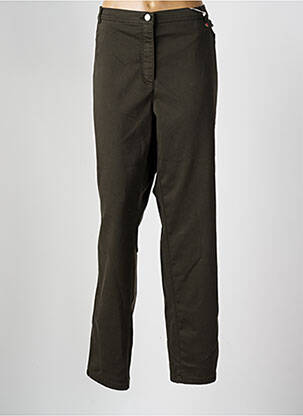 Pantalon droit fermeture zippée sous rabat boutonné vert TONI femme