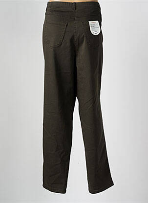Pantalon droit fermeture zippée sous rabat boutonné vert TONI femme